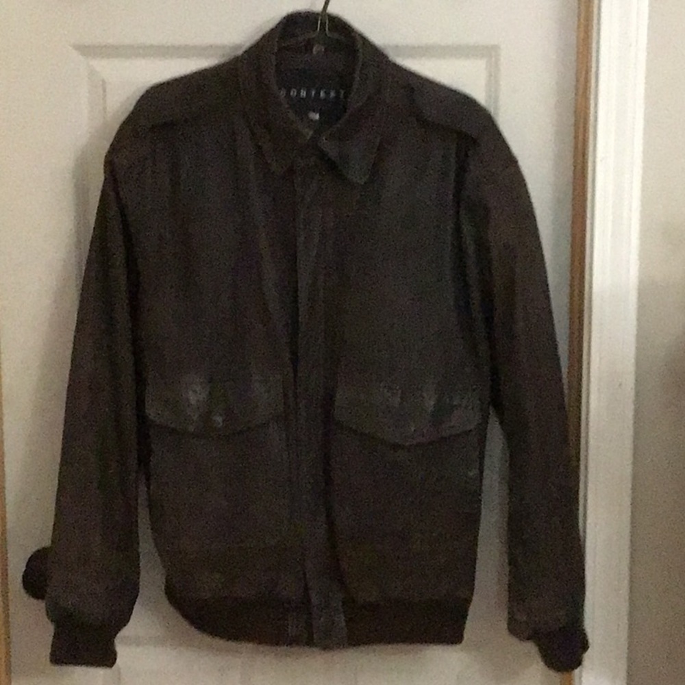 Men's Context Leather Bomber Jacket Coat LT.